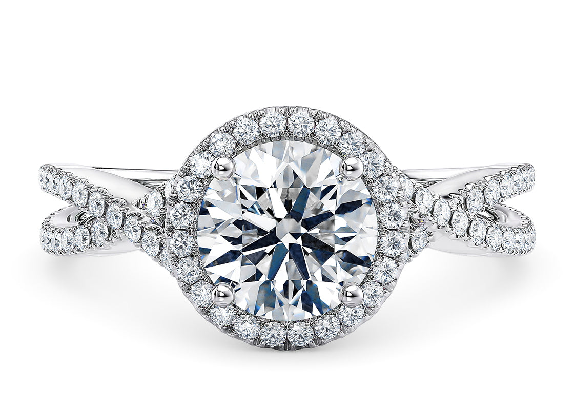 Bellatrix Halo Platinum Round Engagement Ring