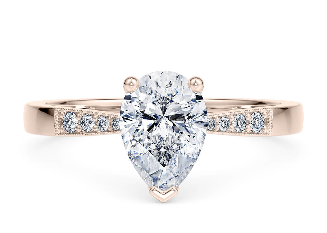 Delicacy Vintage Rose Gold 18k Pear Engagement Ring