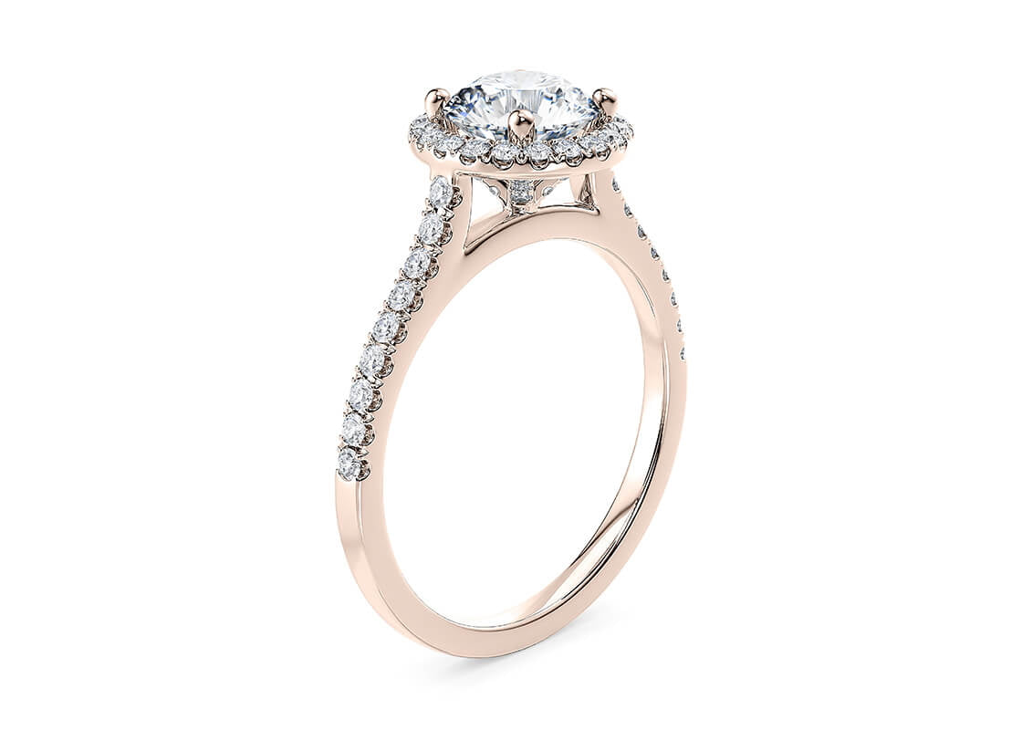 Aphrodite Halo Rose Gold 18k Round Engagement Ring