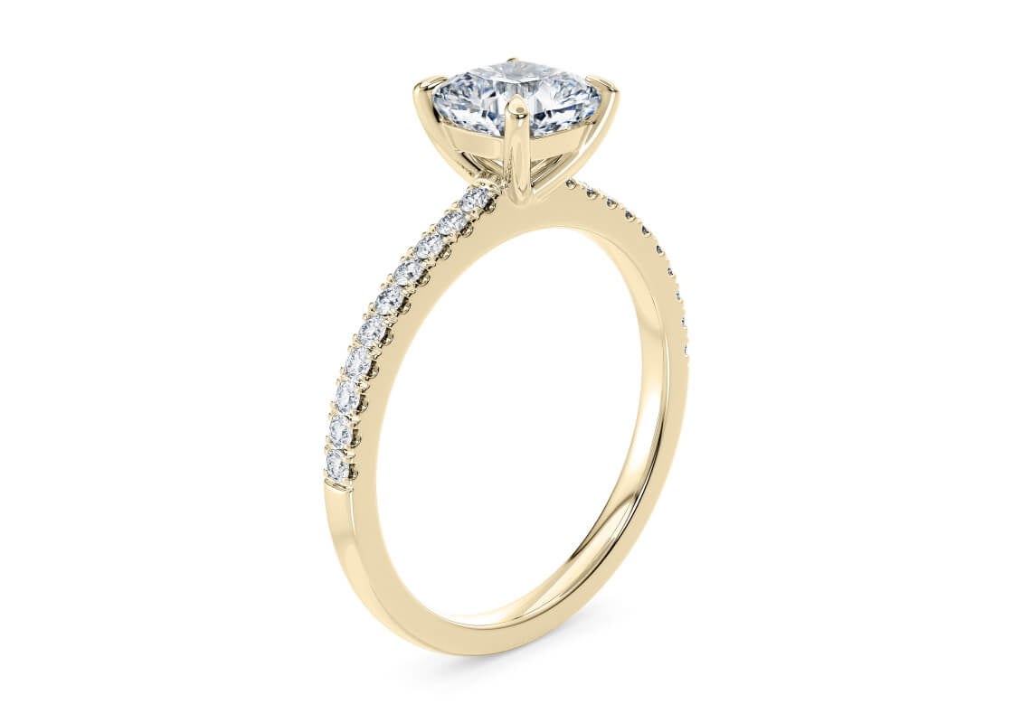 Aria Diamond Band Yellow Gold 18k Cushion Engagement Ring