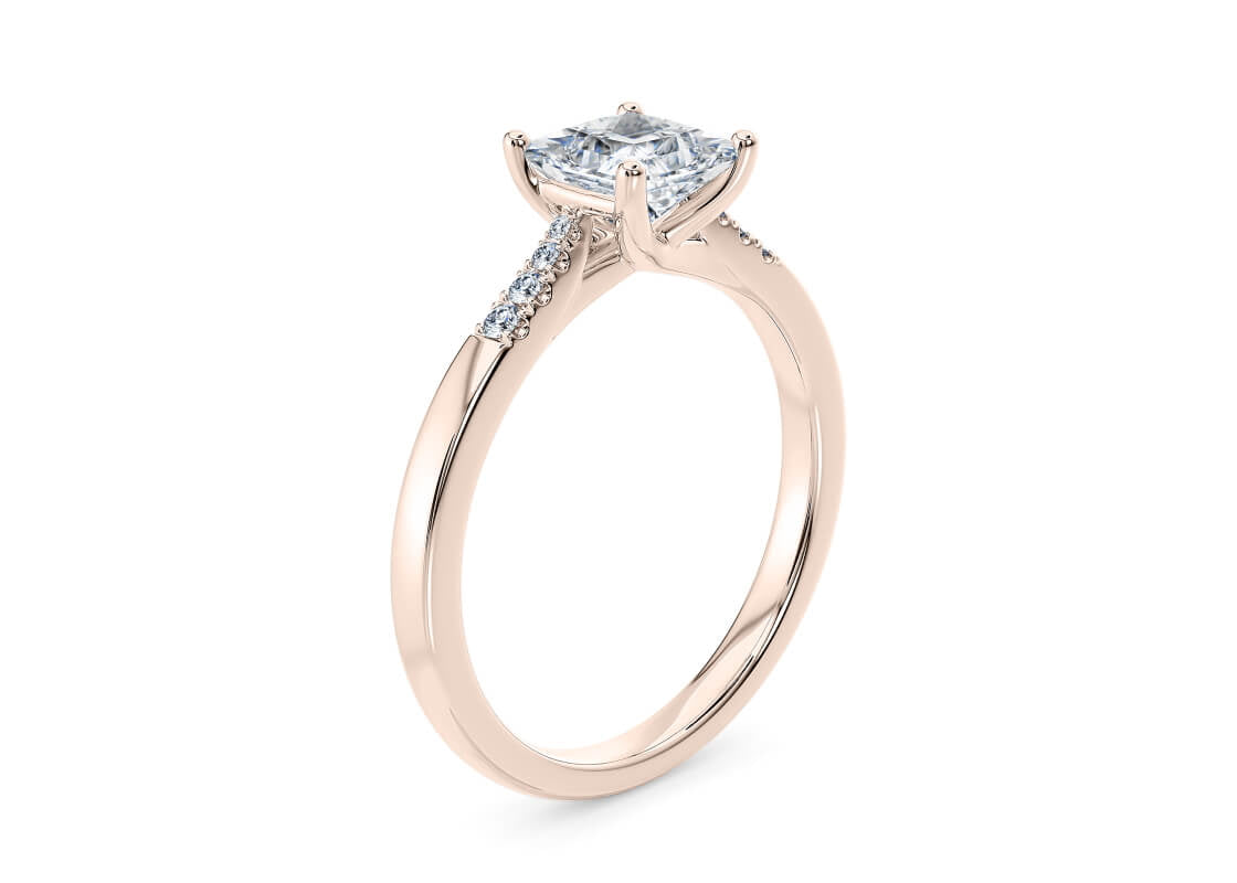 Thea Diamond Band Rose Gold 18k Princess Engagement Ring