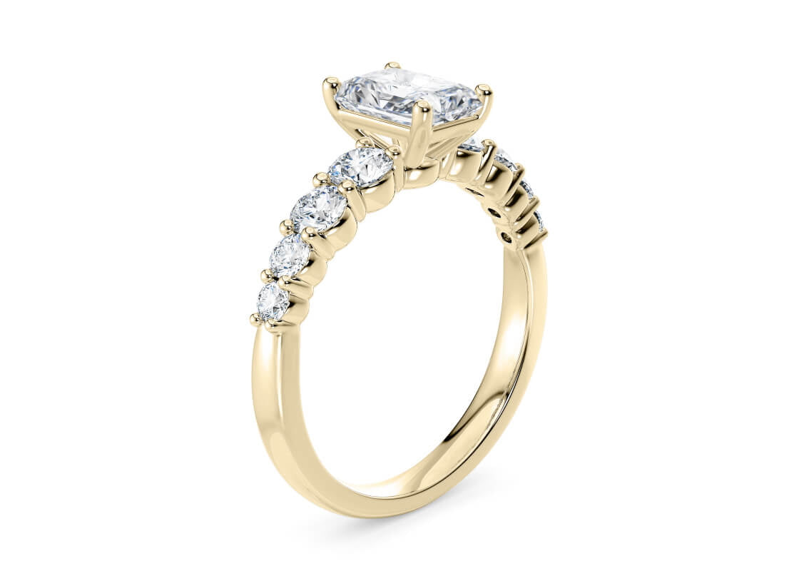 Lyra Diamond Band Yellow Gold 18k Radiant Engagement Ring