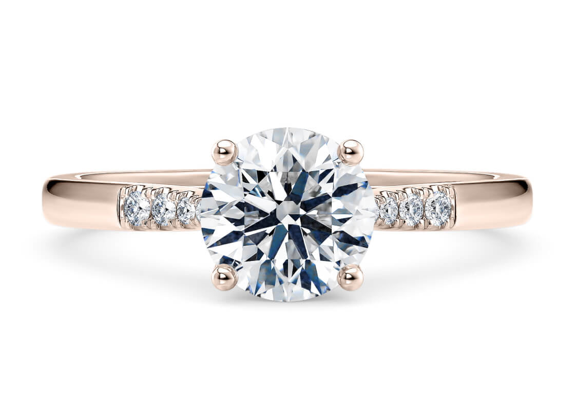 Thea Diamond Band Rose Gold 18k Round Engagement Ring