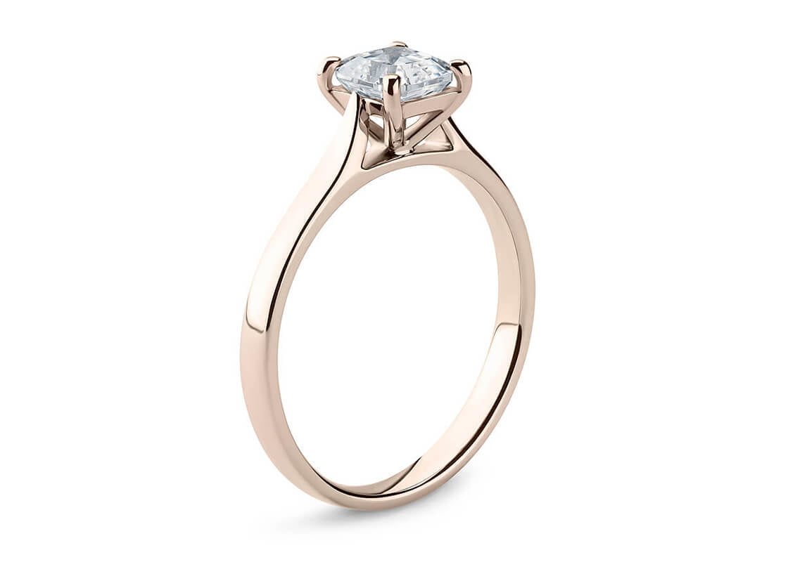 Contour Solitaire Rose Gold 18k Asscher Engagement Ring
