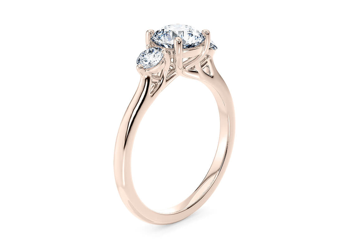 Valencia Trilogy Rose Gold 18k Round Engagement Ring