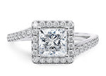 Kew Halo Platinum Princess Engagement Ring