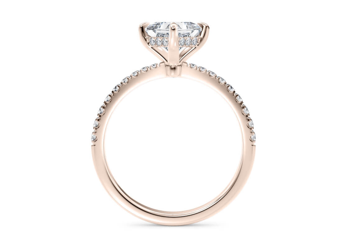 Asteria Compass Diamond Band Rose Gold 18k Princess Engagement Ring