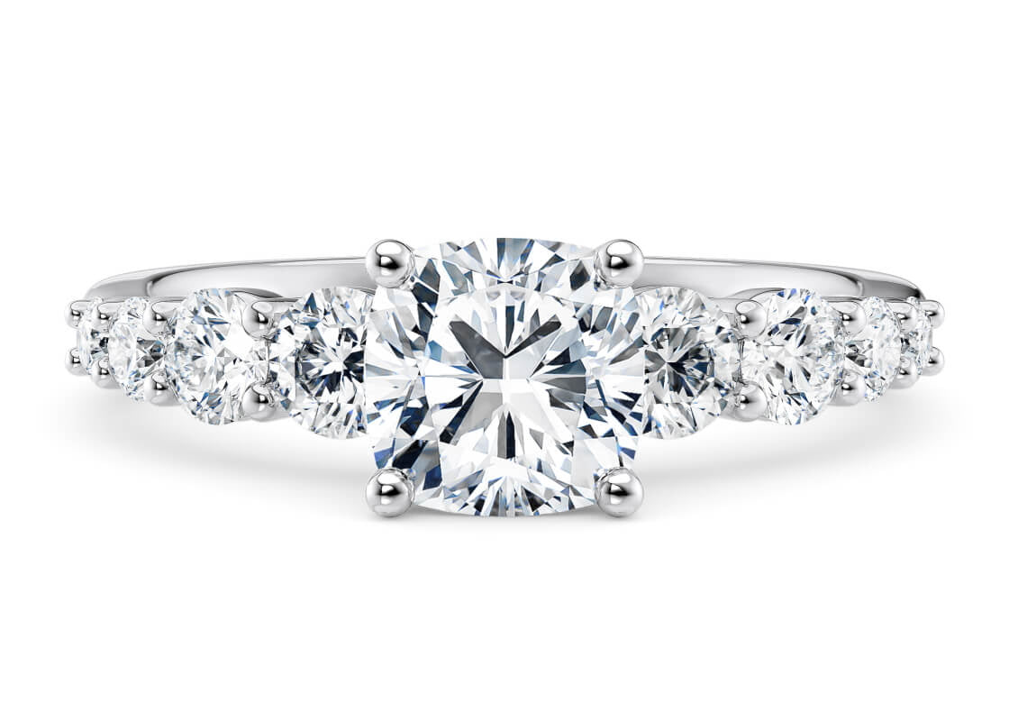 Lyra Diamond Band Platinum Cushion Engagement Ring
