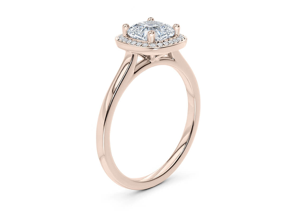 Minerva Halo Rose Gold 18k Cushion Engagement Ring