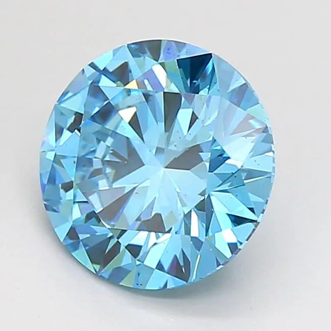 2.00ct Round Lab Grown Diamond (Colour Fancy Vivid Blue, Clarity VS2, Cut EX, IGI Certified)