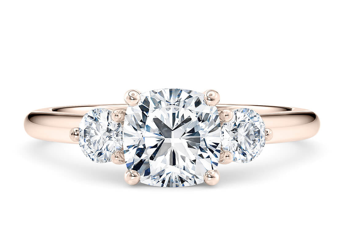 Valencia Trilogy Rose Gold 18k Cushion Engagement Ring