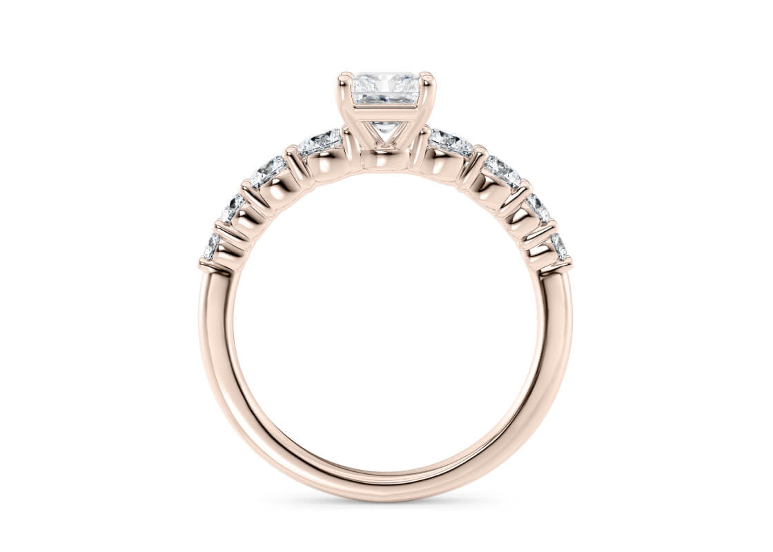 Lyra Diamond Band Rose Gold 18k Radiant Engagement Ring