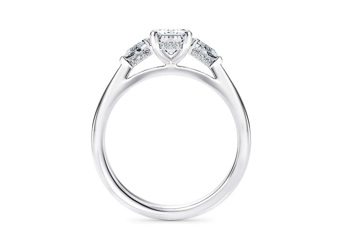 Florence Trilogy Platinum Emerald Engagement Ring