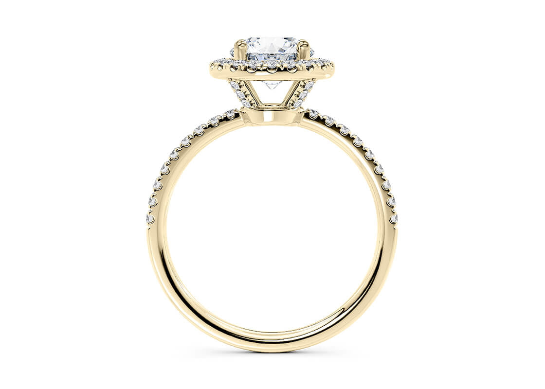 Isabella Halo Yellow Gold 18k Round Engagement Ring