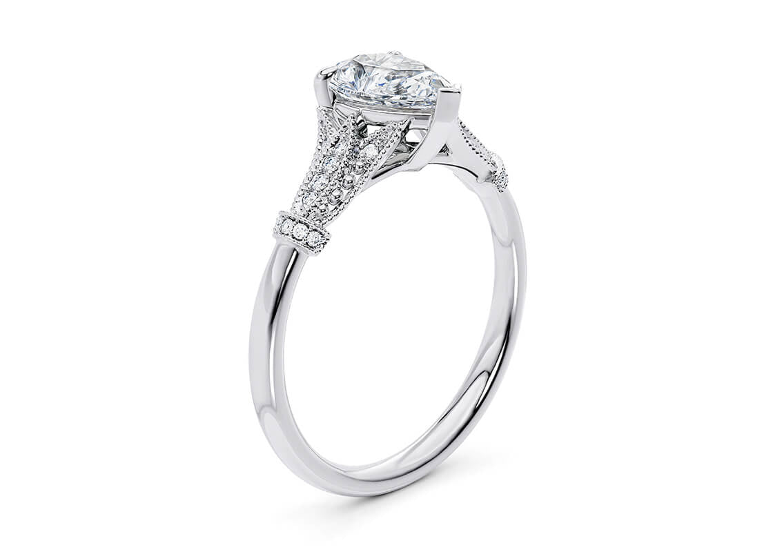 Jasmine Vintage Platinum Pear Engagement Ring