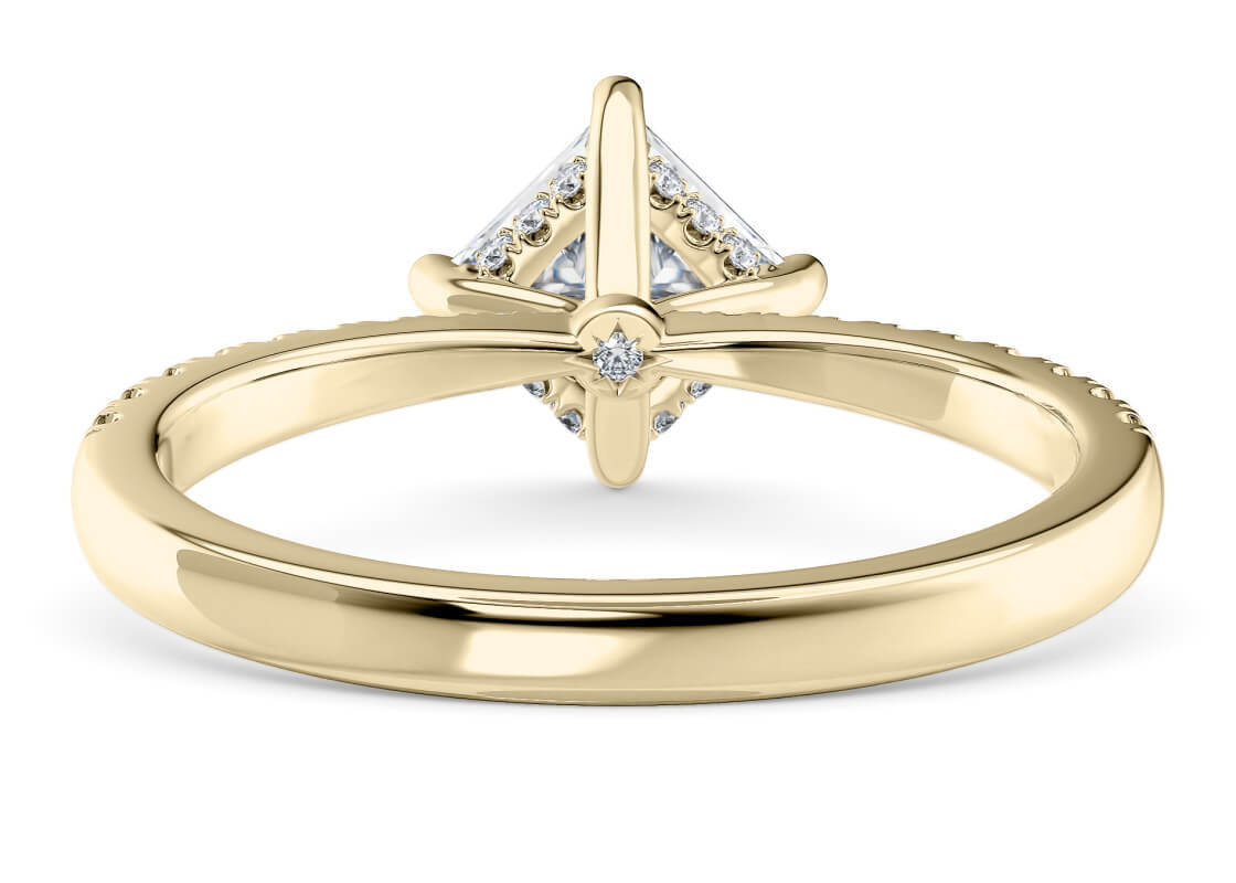 Asteria Compass Diamond Band Yellow Gold 18k Princess Engagement Ring