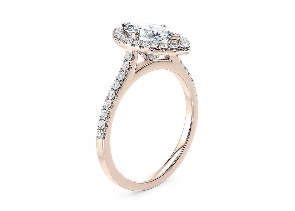 Aphrodite Halo Rose Gold 18k Marquise Engagement Ring