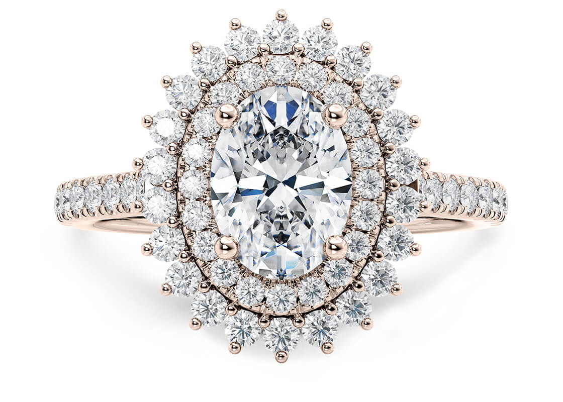 Berkeley Halo Rose Gold 18k Oval Engagement Ring