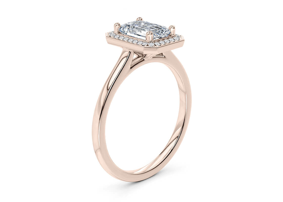 Minerva Halo Rose Gold 18k Emerald Engagement Ring