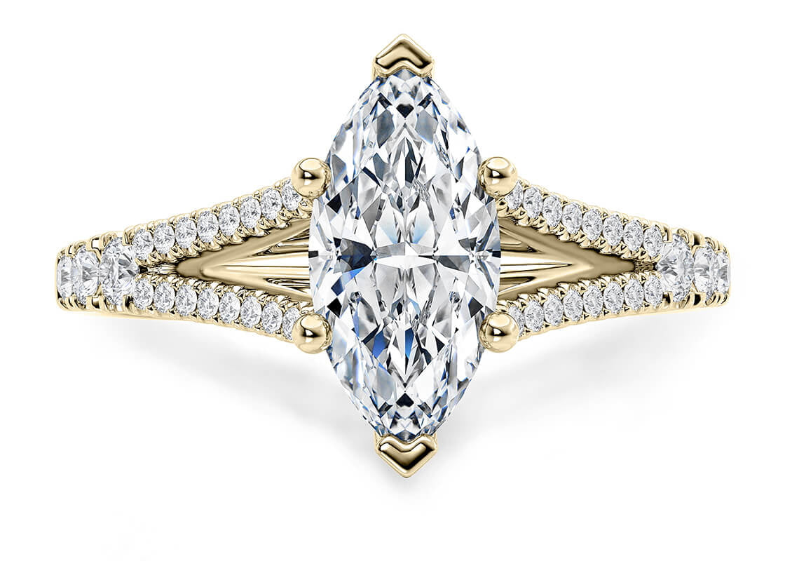 Oxford Diamond Band Yellow Gold 18k Marquise Engagement Ring