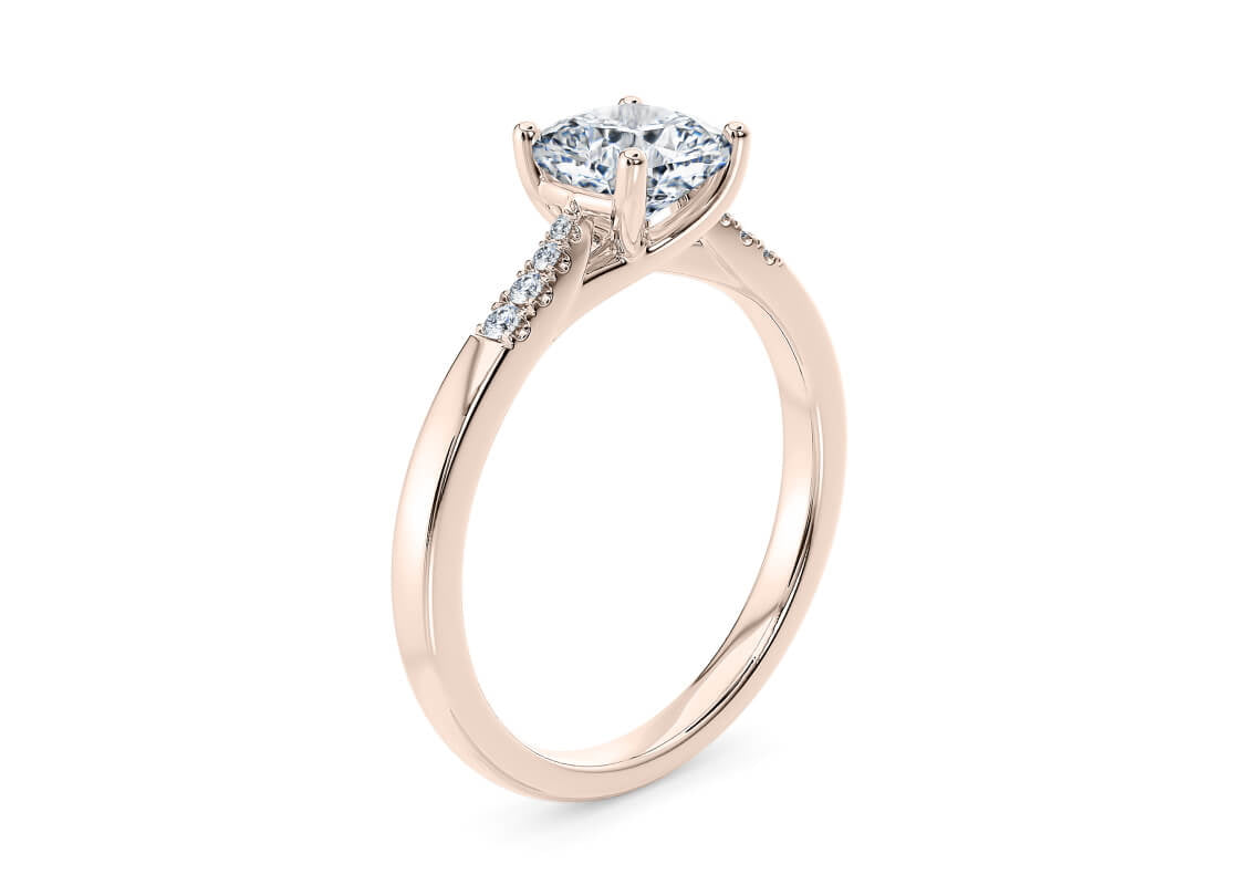 Thea Diamond Band Rose Gold 18k Cushion Engagement Ring