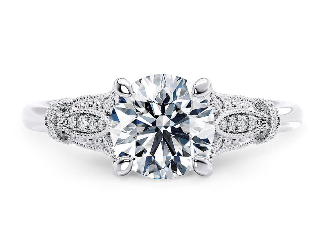 Jasmine Vintage Platinum Round Engagement Ring