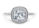 Minerva Halo Platinum Cushion Engagement Ring