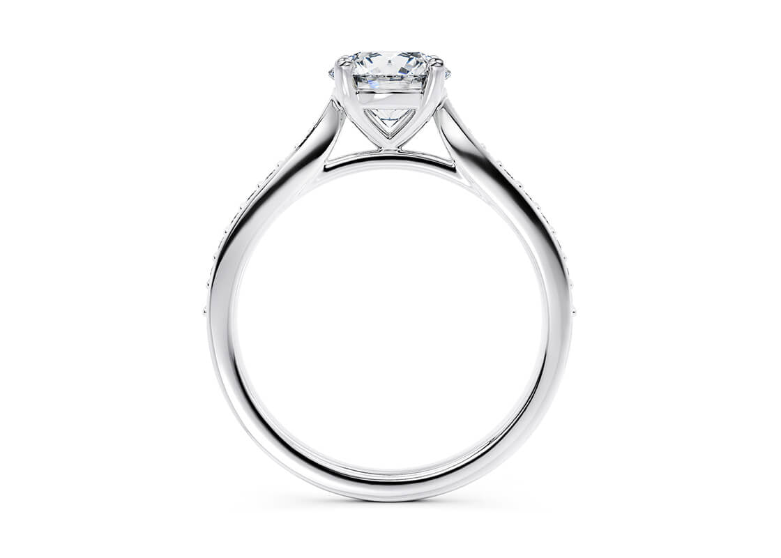 Victoria Diamond Band Platinum Round Engagement Ring