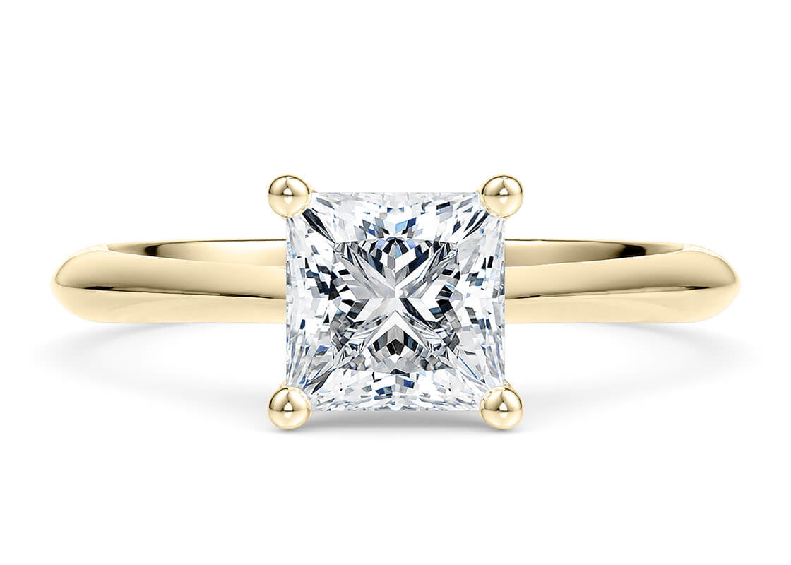 Iris Solitaire Yellow Gold 18k Princess Engagement Ring