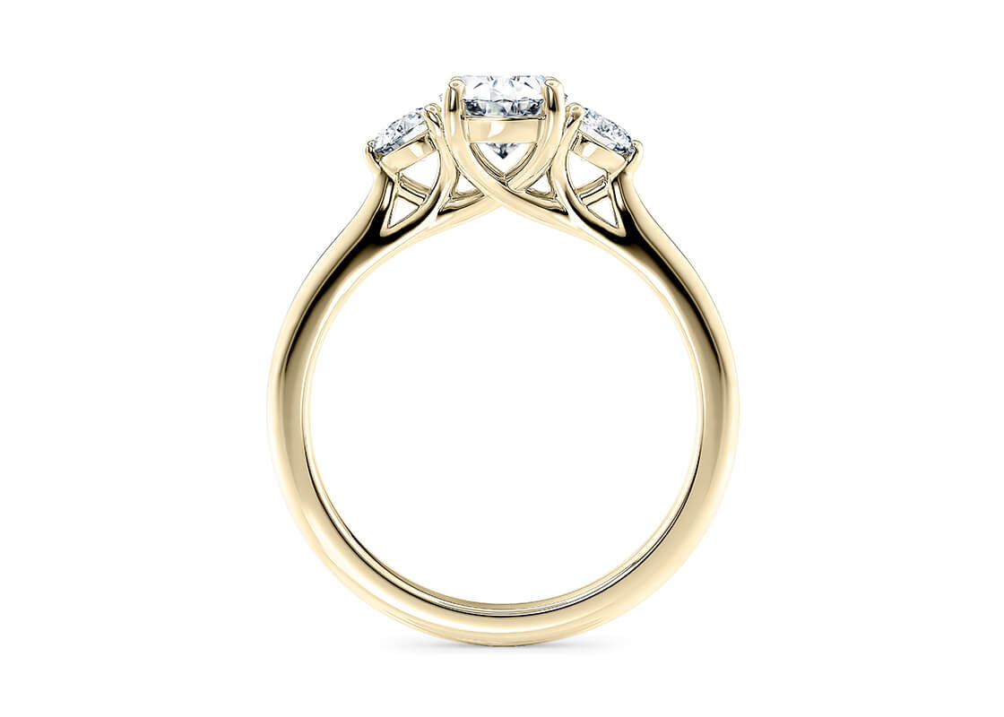 Valencia Trilogy Yellow Gold 18k Oval Engagement Ring
