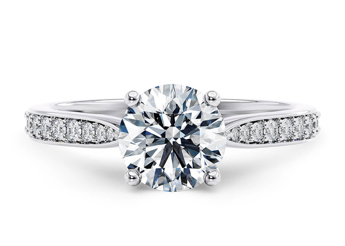 Victoria Diamond Band Platinum Round Engagement Ring