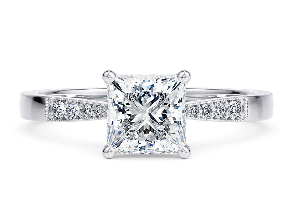 Delicacy Vintage Platinum Princess Engagement Ring