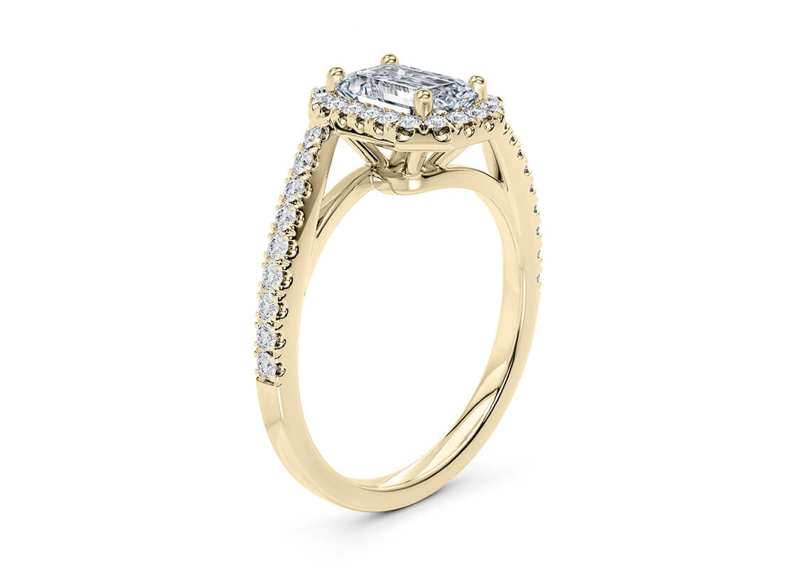Kew Halo Yellow Gold 18k Emerald Engagement Ring