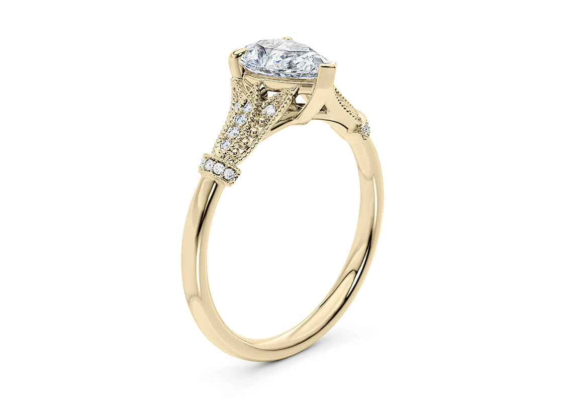 Jasmine Vintage Yellow Gold 18k Pear Engagement Ring