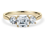 Roma Trilogy Yellow Gold 18k Asscher Engagement Ring