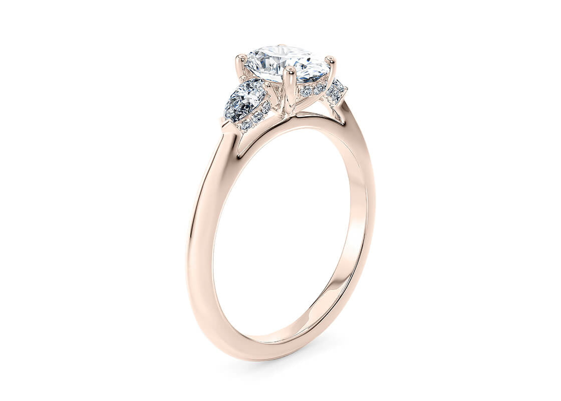 Florence Trilogy Rose Gold 18k Oval Engagement Ring