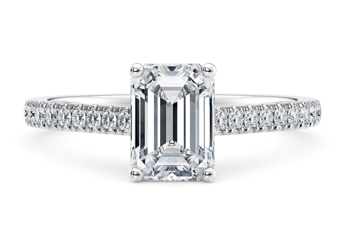1477 Vintage Platinum Emerald Engagement Ring