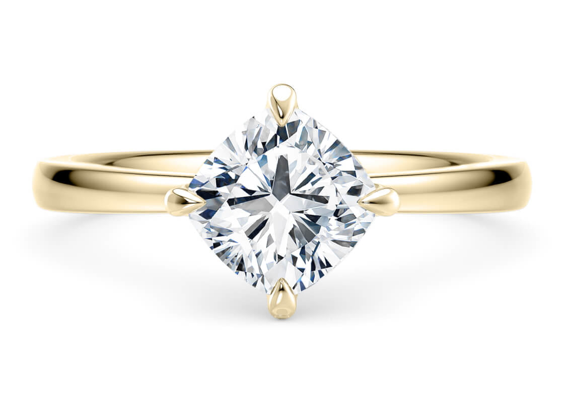 Starlight Compass Solitaire Yellow Gold 18k Cushion Engagement Ring