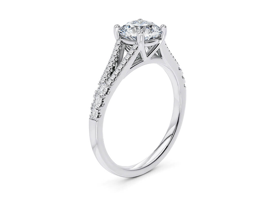 Oxford Diamond Band Platinum Round Engagement Ring