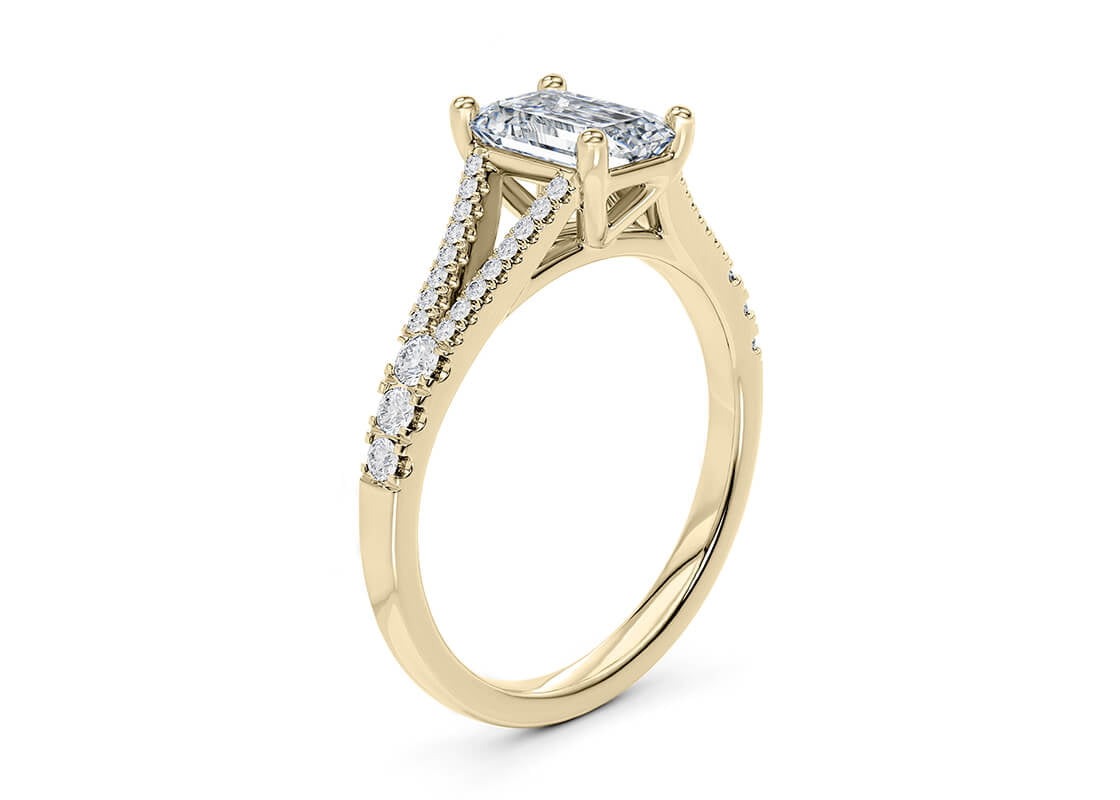 Oxford Diamond Band Yellow Gold 18k Emerald Engagement Ring