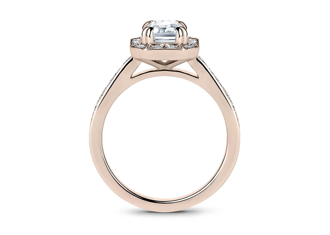 Zelda Halo Rose Gold 18k Emerald Engagement Ring