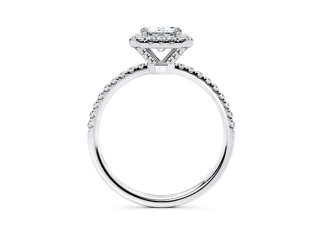 Isabella Halo Platinum Emerald Engagement Ring