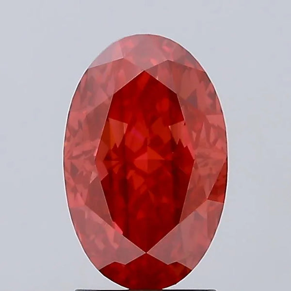 3.10ct Oval Lab Grown Diamond (Colour Fancy Vivid Red, Clarity SI1, IGI Certified)