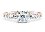 Lyra Diamond Band Rose Gold 18k Asscher Engagement Ring