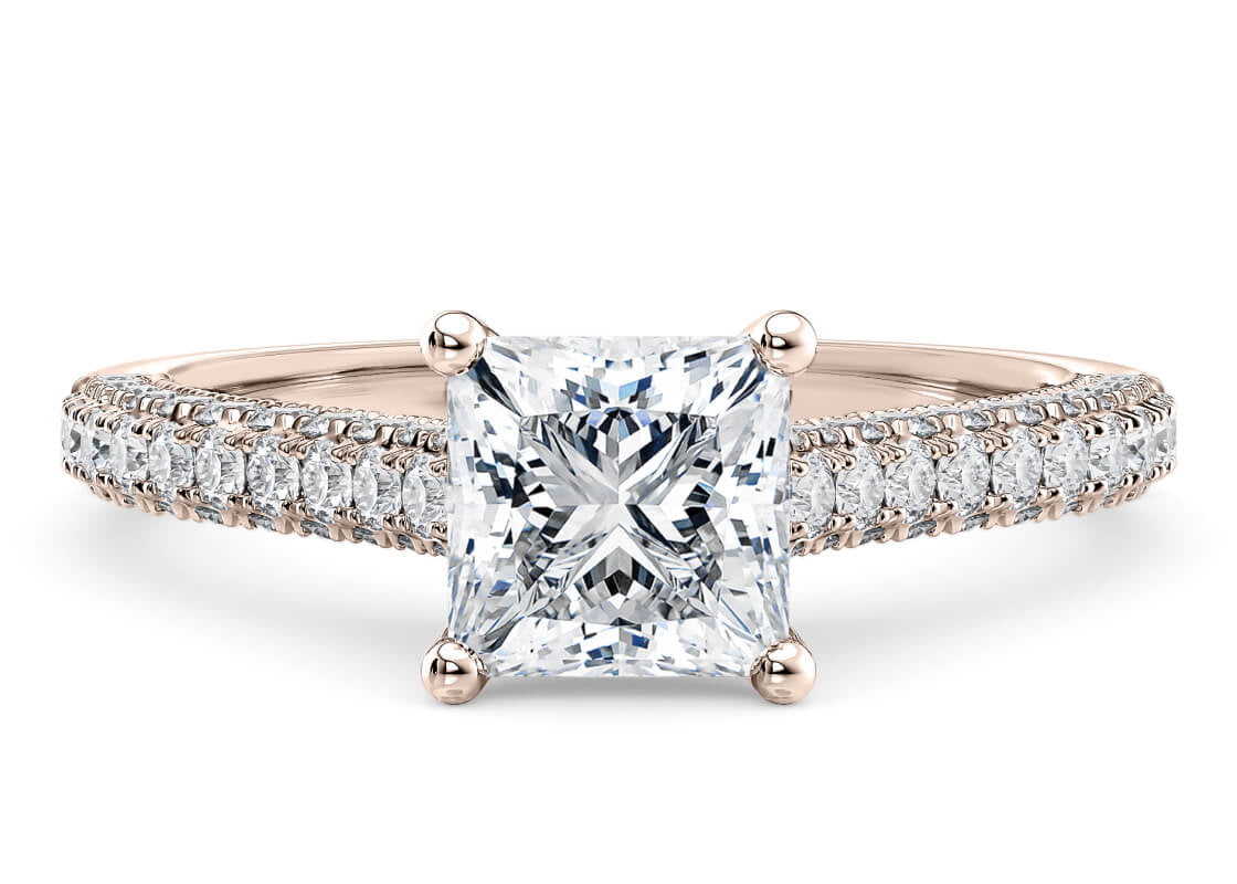 Bloomsbury Vintage Rose Gold 18k Princess Engagement Ring