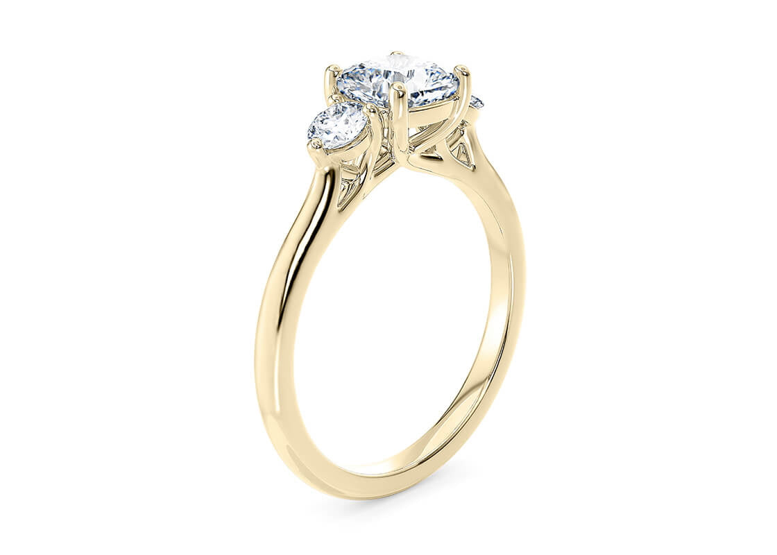 Valencia Trilogy Yellow Gold 18k Cushion Engagement Ring
