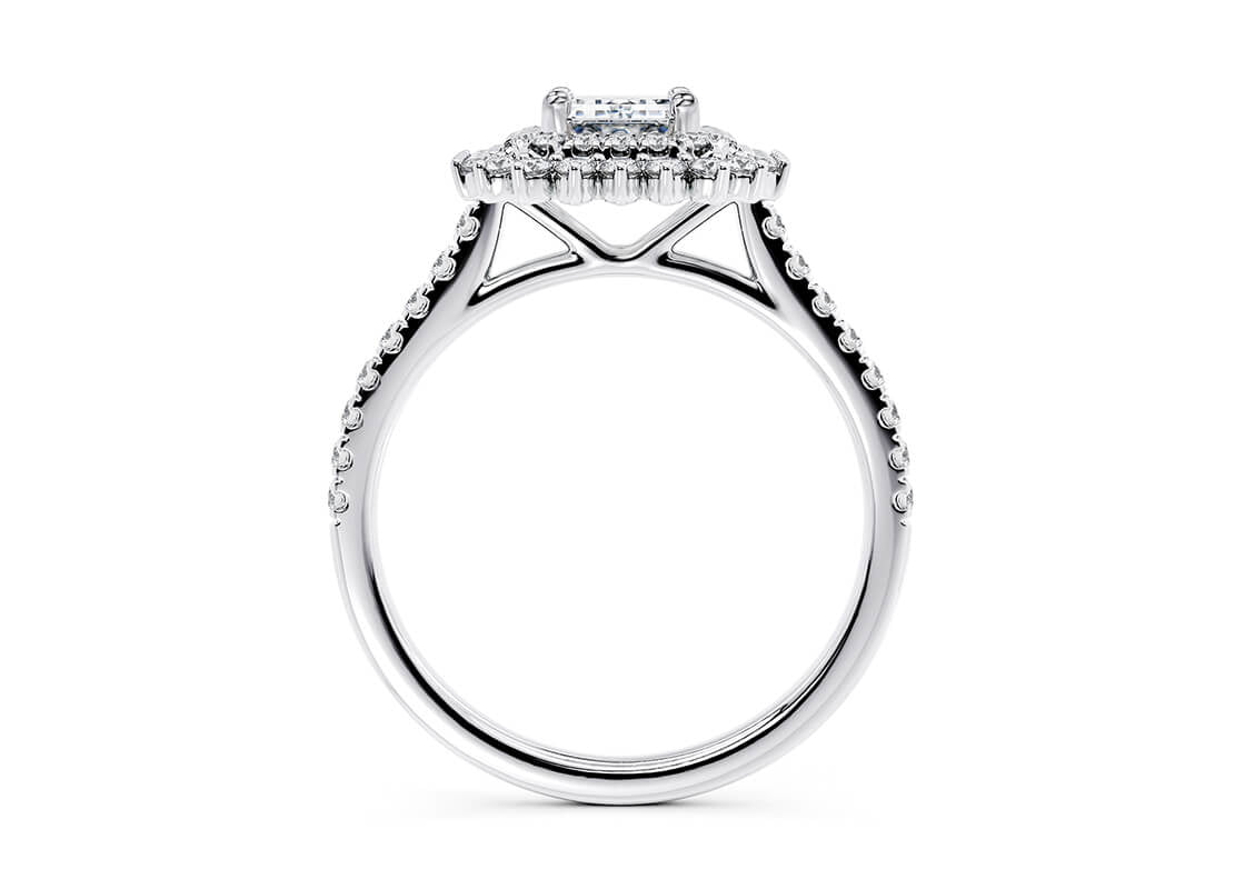 Berkeley Halo Platinum Emerald Engagement Ring