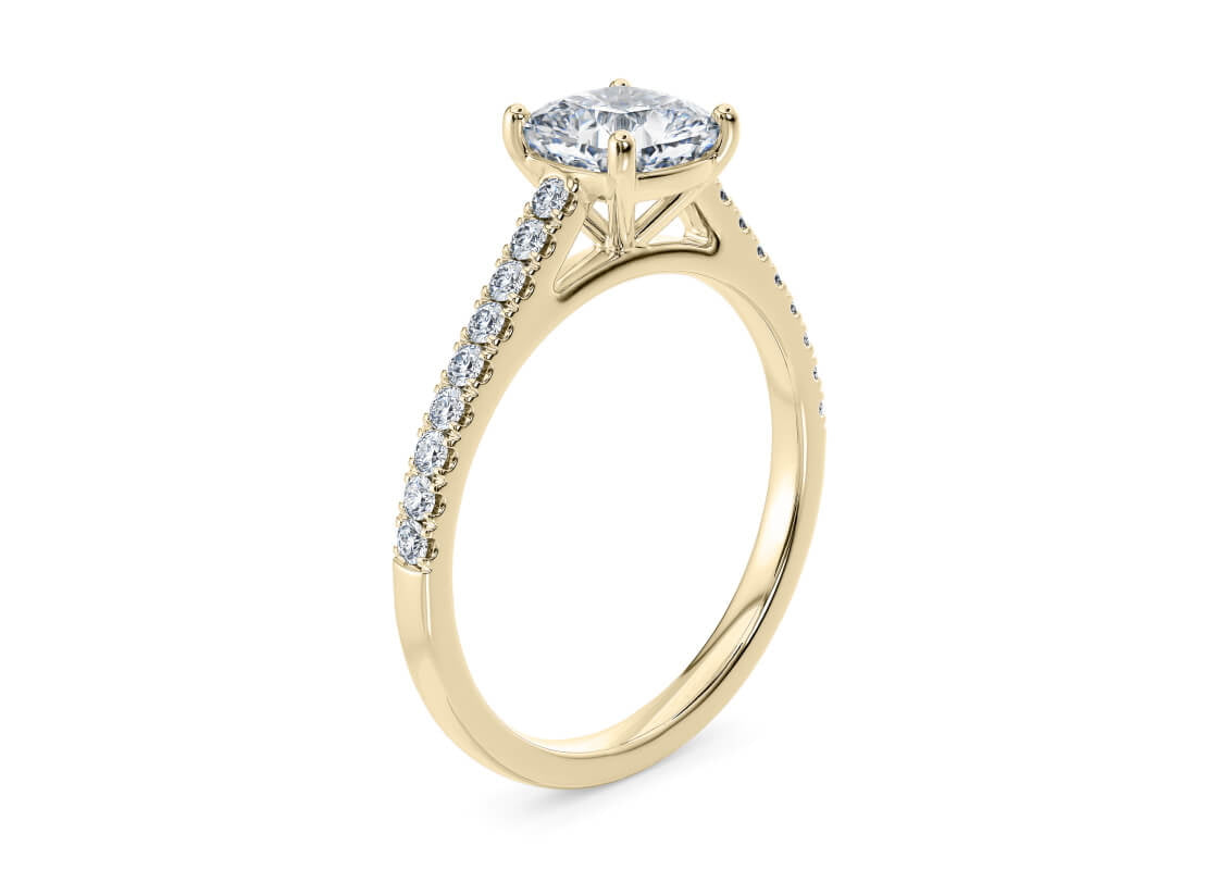 1477 Vintage Yellow Gold 18k Cushion Engagement Ring