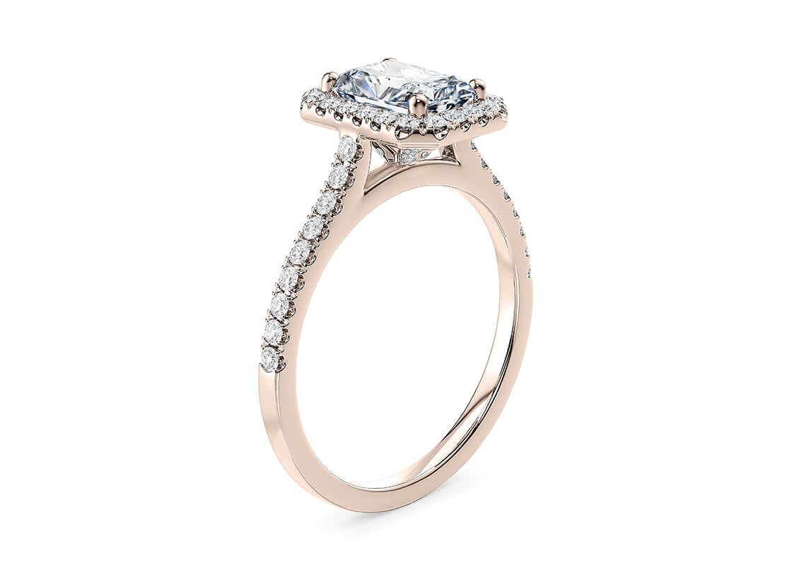 Aphrodite Halo Rose Gold 18k Radiant Engagement Ring