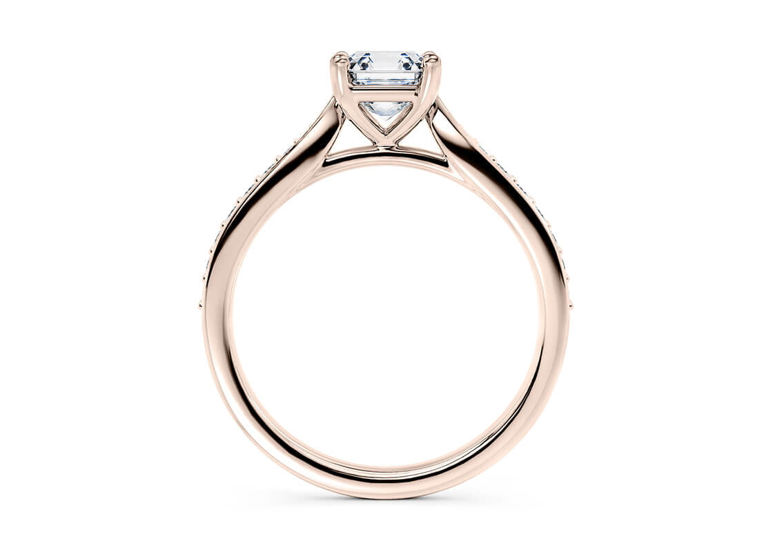 Victoria Diamond Band Rose Gold 18k Asscher Engagement Ring